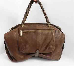 Gryson Olivia Brown Distressed Glazed Leather X-Large Satchel Bag - Picture 1 of 8