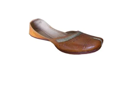 Mujer Zapatos Cuero Hecho a Mano Indio Mocasines Jutties Marrón Mojaries Pisos EE. UU. 8.5 Foto 1 de 4