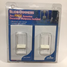 Leviton 6631 Decora White Slide Dimmer Switches & Wallplates 6631-LW 2 Pack