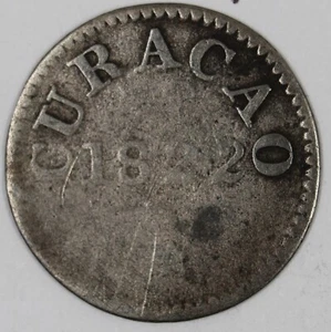CURACAO (1822) SILVER --rare---Mintage: 529,000 only (coin from Caribbean Territ - Picture 1 of 2