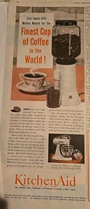 Kitchen Aid 1947 preparador de alimentos eléctrico mezclador molinillo de café electrodomésticos vintage anuncio - Imagen 1 de 1