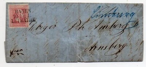 1859 GERMANY PRUSSIA COVER 1sg GREAT MARGINS, HAGEN / LETMATHE LINEAL PMK, RARE - Imagen 1 de 2