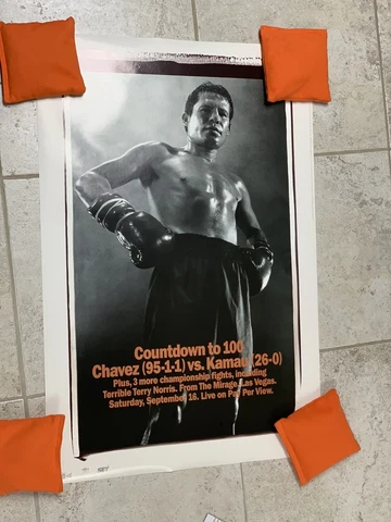 Original Vintage Julio Cesar Chavez  Vs. Kamau Countdown to 100 Boxing Poster Cover