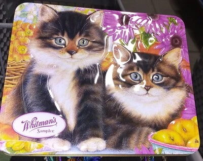 2016 Anne Mortimer Sunflower Duet  Cat Kittens Whitmans Sampler Tin Trinket Box - Image 1 of 3