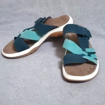 BIONICA WOMENS SANDALS 8 NERICE SLIDE SPRUCE BLUE GREEN NUBUCK LEATHER - Image 1 of 4
