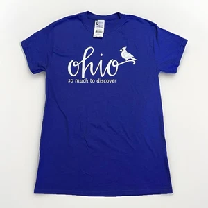 Neu mit Etikett Ohio So Much To Discover Damen-T-Shirt Größe S kobaltblau Baumwolle Flügelärmel - Bild 1 von 8