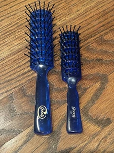 2 Vintage Goody USA belüftete Styling Haarbürsten Kugelspitze durchscheinend blau - Bild 1 von 4