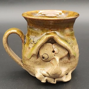 Vintage Pretty Ugly Pottery Glazed Large Mug #1 - Picture 1 of 12