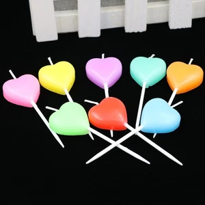10 Pcs Heart-shaped Candle Birthday Party Decoration Valentine's Cake Supplies - Picture 1 of 11