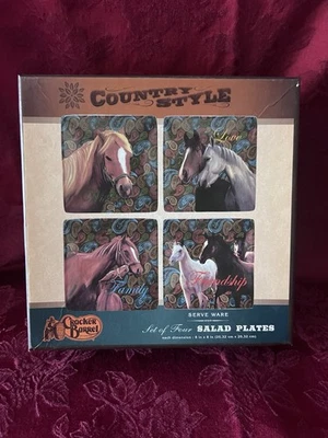 Cracker Barrel Country Style Horse Themed Set Of Four Salad Plates And Platter - Image 1 of 4