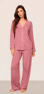 Eberjey Gisele Pajamas PJ Set Pink Berry Modal Large Long Sleeve Top Pants 2-Pc - Image 1 of 4