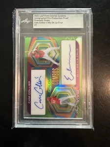 Elly De La Cruz Cam Collier 2022 Leaf Vivid Prospects Dual Auto 1/1 ROSSO Uno dei - Foto 1 di 5