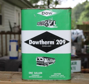 GRAFICA CAMION BUS ~ epoca anni '60 DOW DOWTHERM 209 ANTIGELO Old 1 gal. Lattina olio latta - Foto 1 di 9