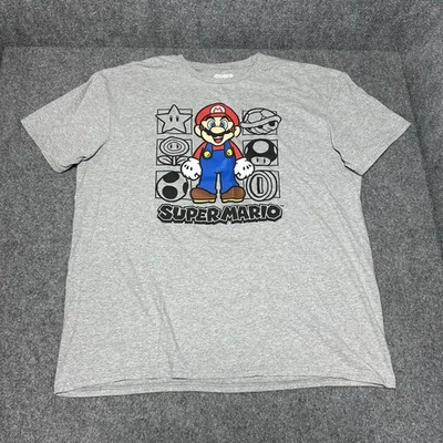 Camiseta SUPER MARIO BROS Hombre Talla XL Nintendo Gris Icónico Juego Logo Tv Película Foto 1 de 4