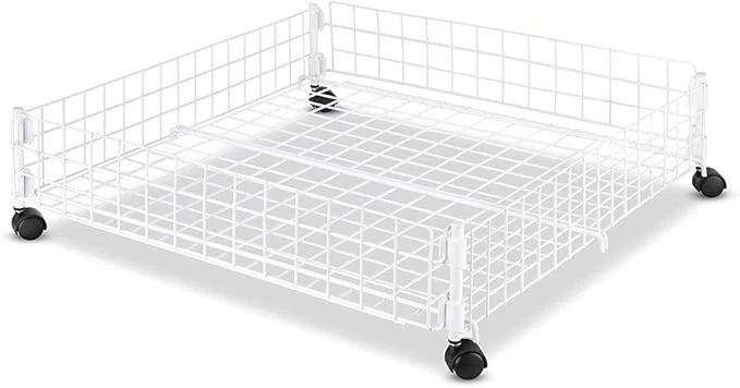 Carro debajo de la cama Whitmor Rolling White Wire almacenamiento debajo de la cama con ruedas 25"x25"x6.5" Foto 1 de 4