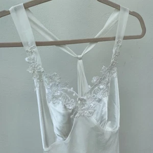 Y2K Coquette White Satin & Chiffon Bow Chemise Size Extra Large XL - Picture 1 of 10