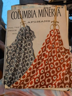 Columbia Minerva Vol 722 Crochet Knit Afghan Pillow Pattern Booklet Vintage GUC - Image 1 of 2
