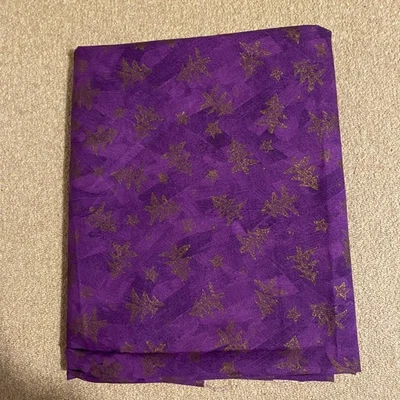 2000 Blank Textiles OTC Purple Marble with Batik Gold Christmas Trees 44"x73" - Image 1 of 4