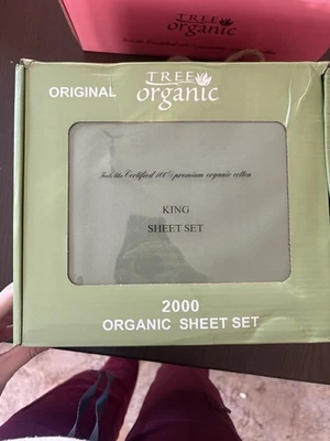 Juego de sábanas Tree 2000 King de algodón orgánico verde claro Foto 1 de 2