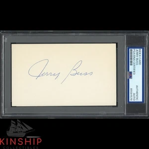 Jerry Buss signed 3x5 Index Card PSA DNA Slab Lakers Basketball Auto C5014 - Picture 1 of 1