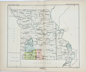 1899 MISSOURI Map ORIGINAL - CEDED INDIAN LANDS JEFFERSON ST LOUIS (11X9.5) - Picture 1 of 5