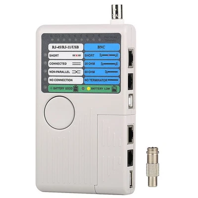 Grey Network Cable Tester for RJ11 RJ45/Cat5 Cat6/USB BNC LAN/UTP STP LAN - Image 1 of 4