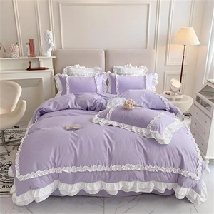 Chic Lace Bedding,Girls Twin Aesthetic Comforter Cover Set,Cute Princess Styl... - Bild 1 von 9