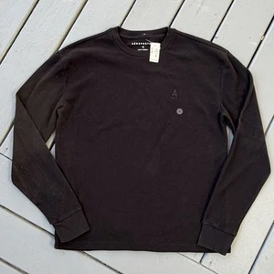 Aeropostale Herren Thermo Shirt schwarz Medium Logo NYC Waffel Strick Basic Neu mit Etikett - Bild 1 von 4