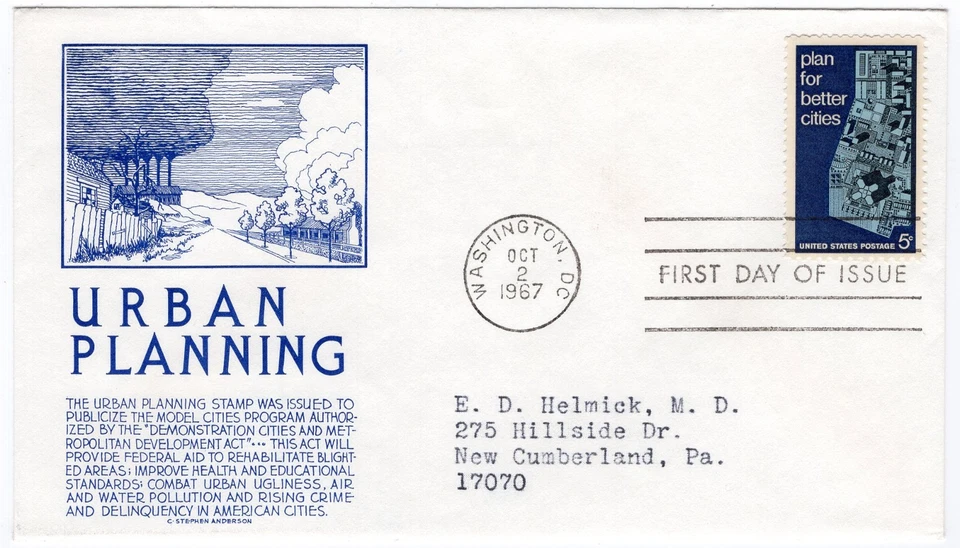1967 FDC 1333 American Institute of Planners Conference, CS Anderson blue cachet - Image 1 of 1