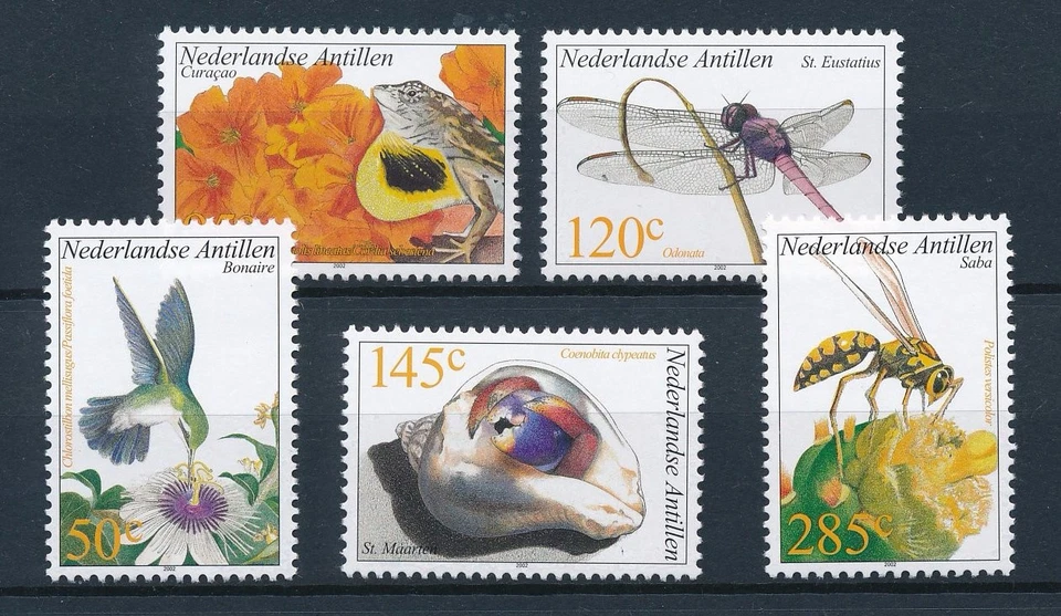 [27508] Netherlands Antilles 2002 Insects dragonfly bee bird frog  MNH - Image 1 of 1