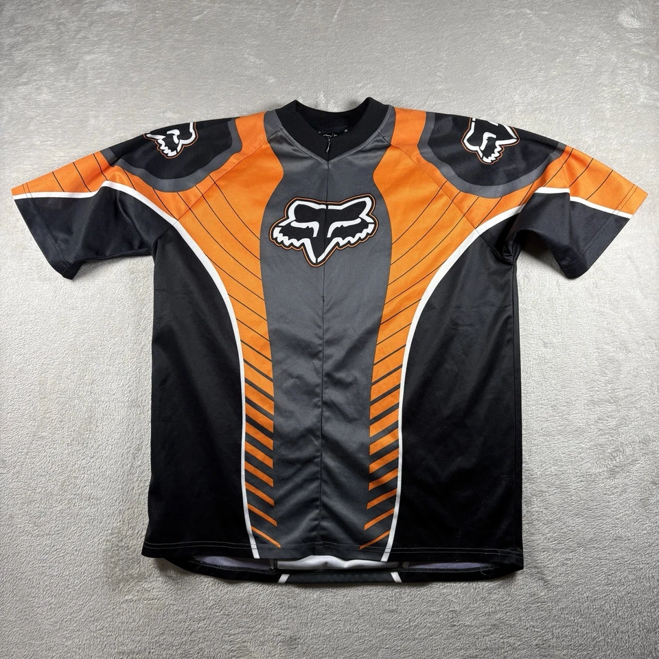 Camiseta deportiva de ciclismo Fox Racing manga corta para hombre M negra naranja Y2K #2A Foto 1 de 4