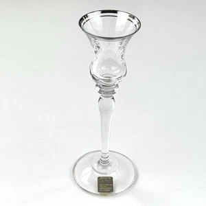 Mikasa Clear Blown Glass Jamestown Platinum Trim Single Candle Stick Holder - Picture 1 of 3