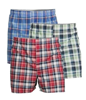 Gildan Men's Plaid Classic Woven Boxer Shorts Underwear Multicolor 3XL 3-Pack - Image 1 of 3