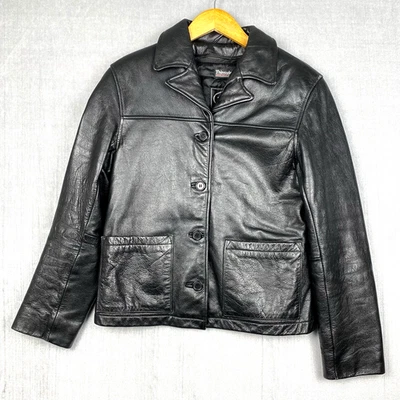 Vtg Tannery West Womens Leather Jacket XS Black Thinsulate Zip Out Liner Baddie - Image 1 of 4