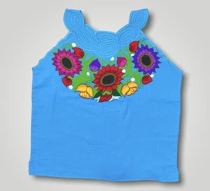 Damen Tanktop Handmade bestickt XL BLAU Boho Festival Pullover - Bild 1 von 8