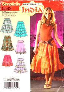 Simplicity 0593~ Destination India Misses/Women's Skirts/Length Variations~10-14 - Picture 1 of 5