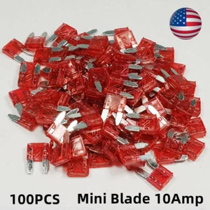 100pcs Truck Car Automotive Red 10Amp ATM/APM Mini Blade Fuses US - Picture 1 of 12