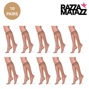 10x RazzaMatazz Sheer Knee-Hi High 15 Denier Women Pantyhose Socks Tan H80043 - Picture 1 of 5
