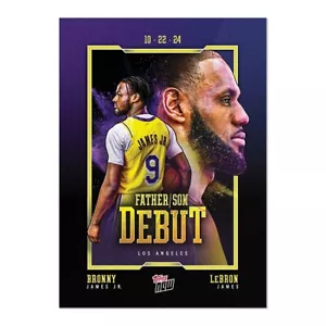 2024/25 Topps Now 1 LEBRON JAMES / BRONNY JAMES FATHER SON LAKERS ROOKIE in Hand - Bild 1 von 1