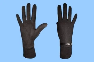 NEW WOMENS size 7.5 GENUINE BLACK SUEDE LEATHER CASHMERE LINED GLOVES - Picture 1 of 1
