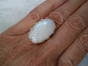 Rainbow Moonstone ring, 23.6 carats, size N/O, 4.65 grams of 925 Sterling Silver - Picture 1 of 11