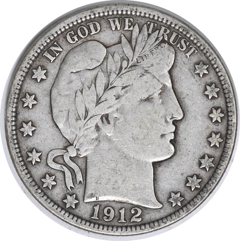 1912 Barber Silver Half Dollar VF Uncertified #1142 Cover