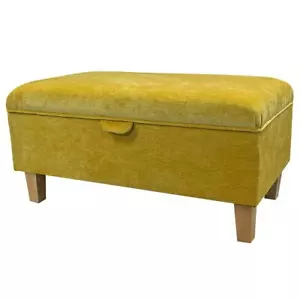 Gold Storage Ottoman Footstool Pouffe Box Handmade in Marl Manhattan Fabric - Picture 1 of 6