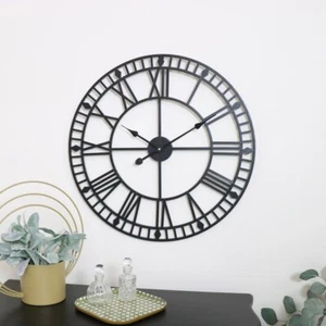 Black Metal Skeleton Clock vintage industrial wall deco art modern accessories - Picture 1 of 3