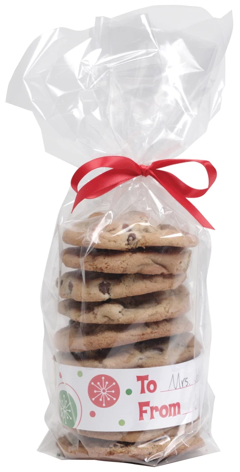 Bolsas de galletas de Navidad Bolsas de galletas de celofán con etiqueta de regalo Seguro para alimentos x 12 Foto 1 de 1