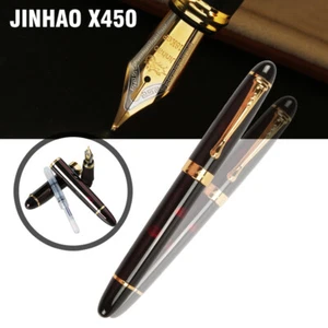 Jinhao X450 Füllfederhalter Füller 18K Gold Trim Schwarz Feuerwerk 0.7mm Feder - Bild 1 von 12