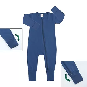 BABY ROMPER-SLEEPER 18-24mo Long Sleeve Mitted Footed Footless Double Zip Cotton - Picture 1 of 13