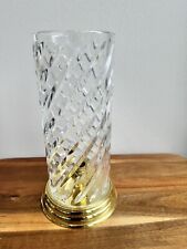Waterford Crystal & Brass Wyndham Hurricane Candle Lamp w Brass Base 10.5” Tall