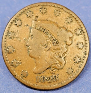 1828 Krönchenkopf großer Cent, großes schmales Datum - Bild 1 von 2