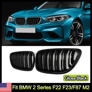Gloss Black Front Kidney Grille For BMW 2 Series F22 F23 M235i F87 M2 2014-2018 - Picture 1 of 13